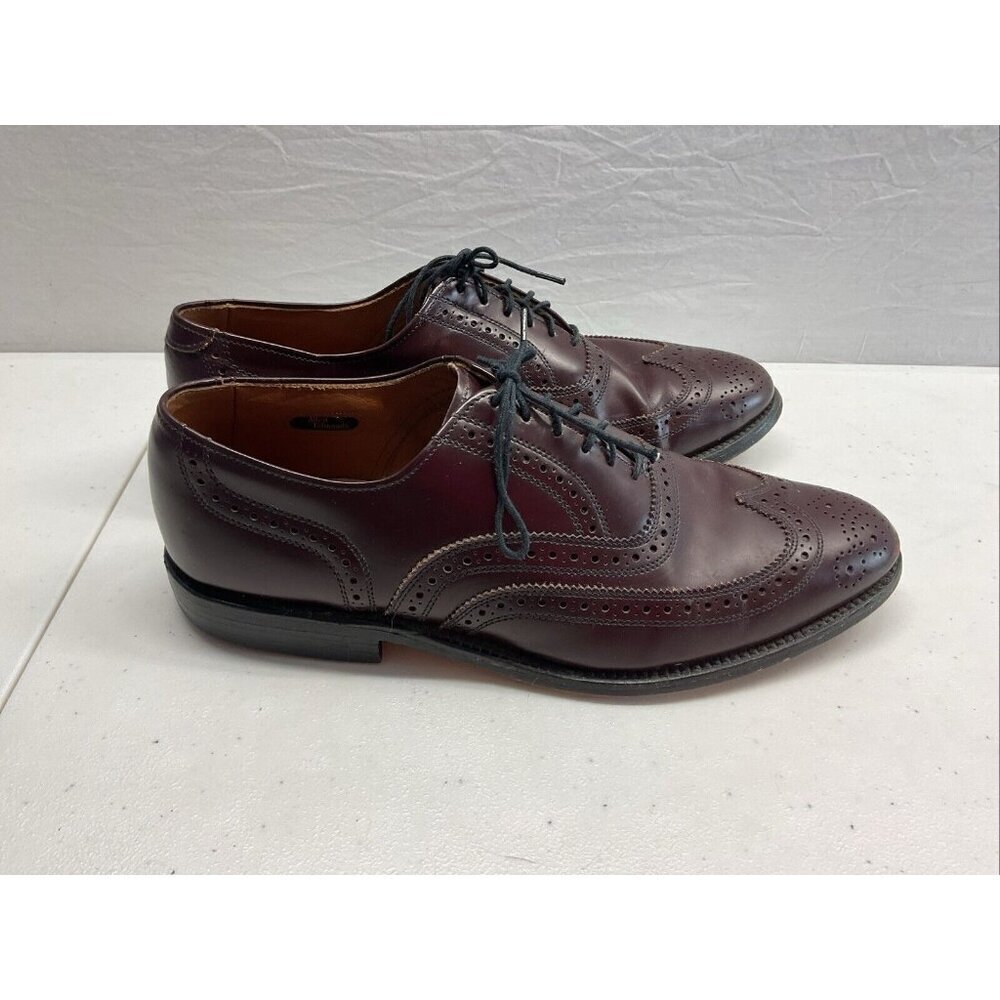 Allen‎ Edmonds Lloyd mens 9 C burgundy leather wingtip dress shoes oxford USA